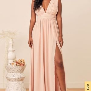 Large pale pink v neck dress